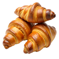 gyllene bakade croissanter staplade konstfullt mot en transparent bakgrund png