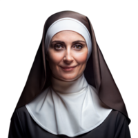 portrait de une souriant religieuse dans traditionnel habitude contre une transparent Contexte png