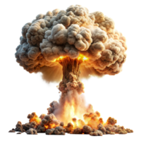 catastrófico explosão com uma maciço cogumelo nuvem contra uma transparente fundo png