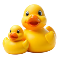 Two Rubber Ducks, One Large and One Small, on a Transparent Background png