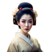 Traditional Japanese Geisha Portrait Showing Elegance and Culture on Transparent Background png