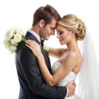 Tender Embrace Between Newlyweds in Formal Attire With a Transparent Background png