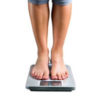 Person Standing on Digital Bathroom Scale During Health Check png