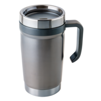 Stainless Steel Travel Mug With Handle and Lid Isolated on Transparent Background png