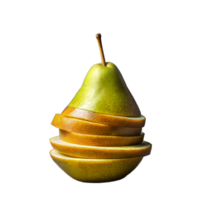 Sliced Green Pear Floating Seamlessly Against a Transparent Background png