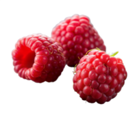 Ripe Red Raspberries Isolated on a Transparent Background Reflecting Freshness png