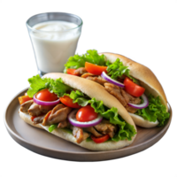 Grilled Chicken Sandwiches Served With Fresh Vegetables on a Plate png