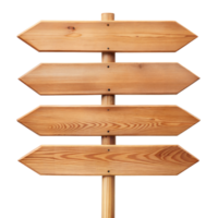 Wooden Directional Signposts on a Post Against a Transparent Background png