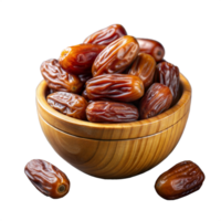 Bowl of Fresh Dates on a Transparent Background Displayed for Design Use png