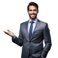 Confident Businessman Smiling in a Grey Suit With Transparent Background png