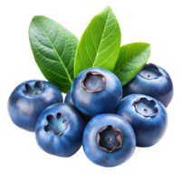 Fresh Blueberries Cluster With Green Leaves Isolated on Transparent Background png