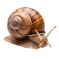 Detailed Close-Up of a Brown Garden Snail Crawling With Transparent Background png
