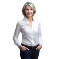 Confident Professional Woman Posing in a Casual Work Outfit Against a Transparent Background png