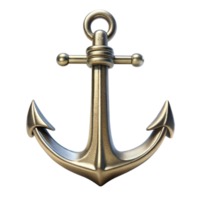 Classic Bronze Anchor With Shackle and Flukes on Transparent Background png