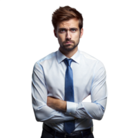 Professional Young Man in a Dress Shirt and Tie With Arms Crossed on Transparent Background png