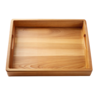 Wooden Serving Tray With Raised Edges and Transparent Background png