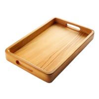 Wooden Rectangular Serving Tray With Cutout Handles on a Transparent Background png