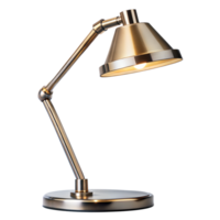 Adjustable Brass Desk Lamp With Articulating Arm on Transparent Background png