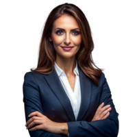 Confident Businesswoman in Blue Blazer With Arms Crossed on Transparent Background png