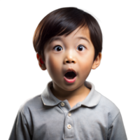 Surprised Young Boy With Wide Eyes and Open Mouth on Transparent Background png