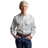 Senior Businessman Standing Confidently With Hands in Pockets on Transparent Background png