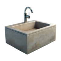 Modern Kitchen Sink With Stainless Steel Faucet on a Transparent Background png