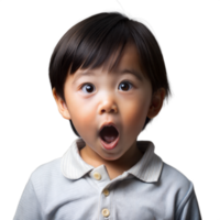 sorpreso bambino piccolo con Aperto bocca pose su trasparente sfondo png