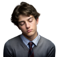 Young Man With Closed Eyes Leaning His Head to the Side on Transparent Background png