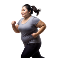 Determined Woman Jogging in Studio Setting With Transparent Background png