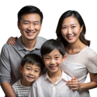 Smiling Family of Four Posing Together With Transparent Background png