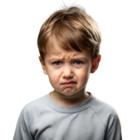 Portrait of a Confused Young Boy With a Furrowed Brow and Transparent Background png