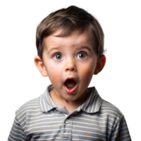 Überraschung und Wunder auf ein Kleinkinder Gesicht mit ein transparent Hintergrund png
