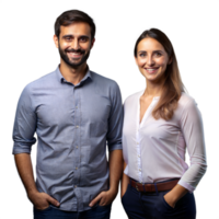 Smiling Professional Man and Woman Standing Side by Side Against a Transparent Background png