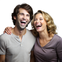 Happy Couple Embracing and Laughing Together on a Transparent Background png