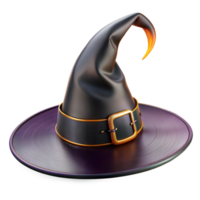 Wizards Black Hat With Golden Buckle and Purple Details on Transparent Background png