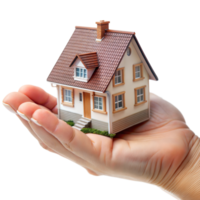 Hand Holding a Small Model House With a Transparent Background png