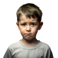 Young Boy With a Frown and Puzzled Expression on a Transparent Background png