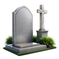 Realistic Tombstone and Cross Monument on a Transparent Background png
