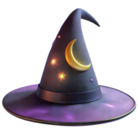 encantado mago sombrero con creciente Luna y estrellas en un transparente antecedentes png