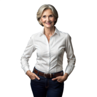 Confident Professional Woman Posing in a Casual Work Outfit Against a Transparent Background png