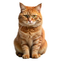 Majestic Ginger Tabby Cat Sitting Alertly Against a Transparent Background png