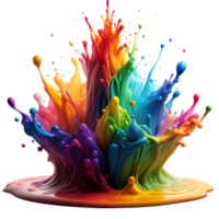 Vivid Explosion of Colorful Paint Splashes Against a Transparent Background png