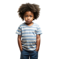 Little Boy With Hands in Pockets Looking Upset on Transparent Background png