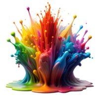 Vibrant Splashes of Paint Caught Mid-Air Against a Transparent Background png