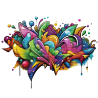 Colorful Graffiti Art Bursting With Abstract Shapes on a Transparent Background png