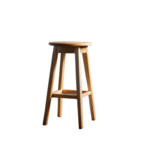 Wooden Bar Stool Isolated on Transparent Background in Well-Lit Studio Setting png