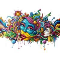 Colorful Graffiti Painting with Abstract Faces and Interesting Elements on Transparent Background png