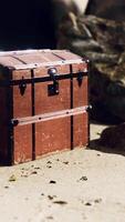 treasure chest in sand dunes on a beach video