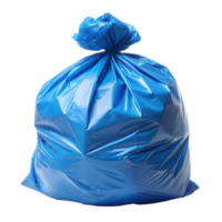 fermement scellé bleu des ordures sac prêt pour disposition sur transparent Contexte png