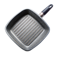 New Non-Stick Grill Pan With Ridges and Black Handle Isolated on Transparent Background png